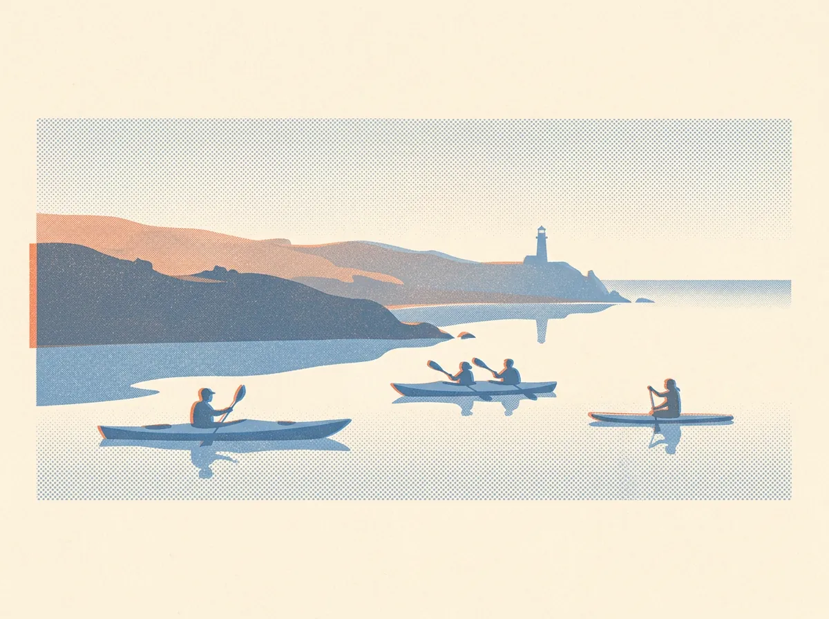 Illustration of kayak and paddle tours in Point Reyes