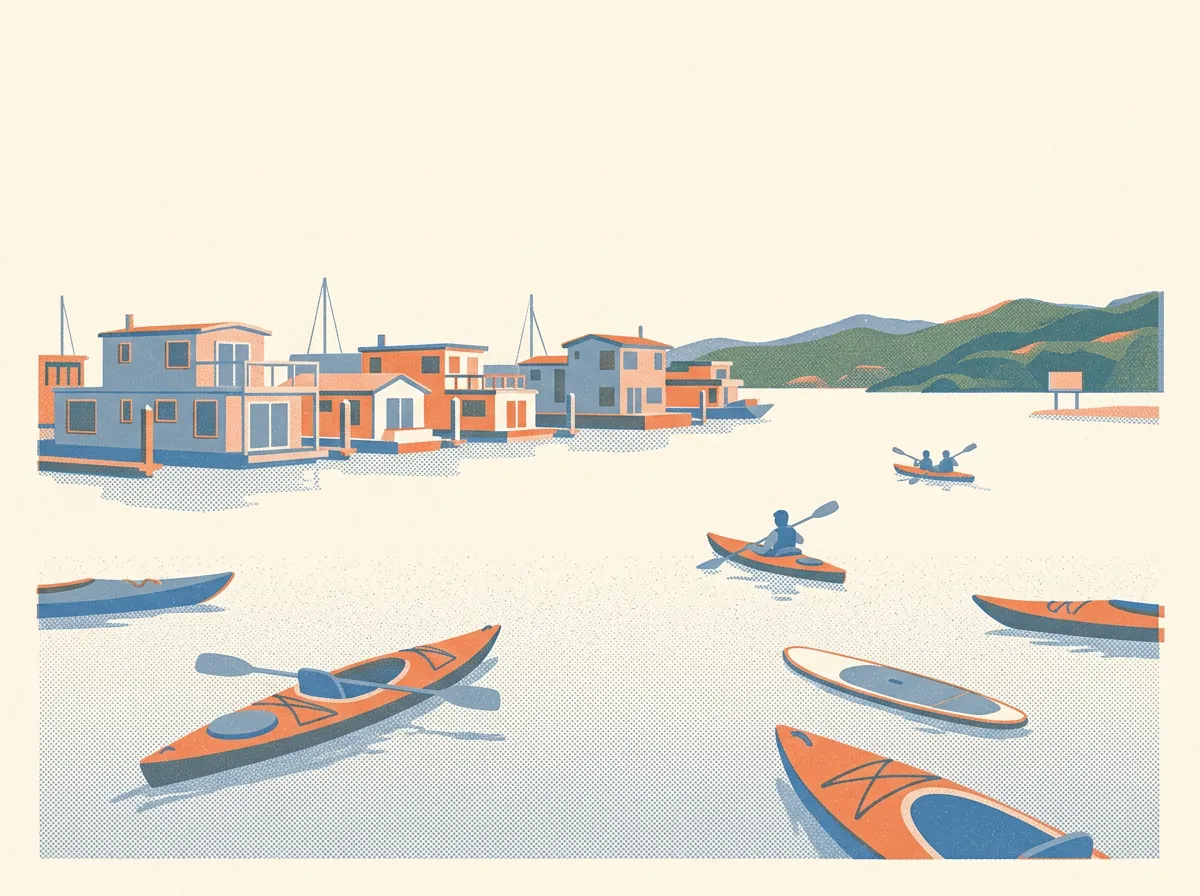 Illustration of kayak and paddle tours in Sausalito